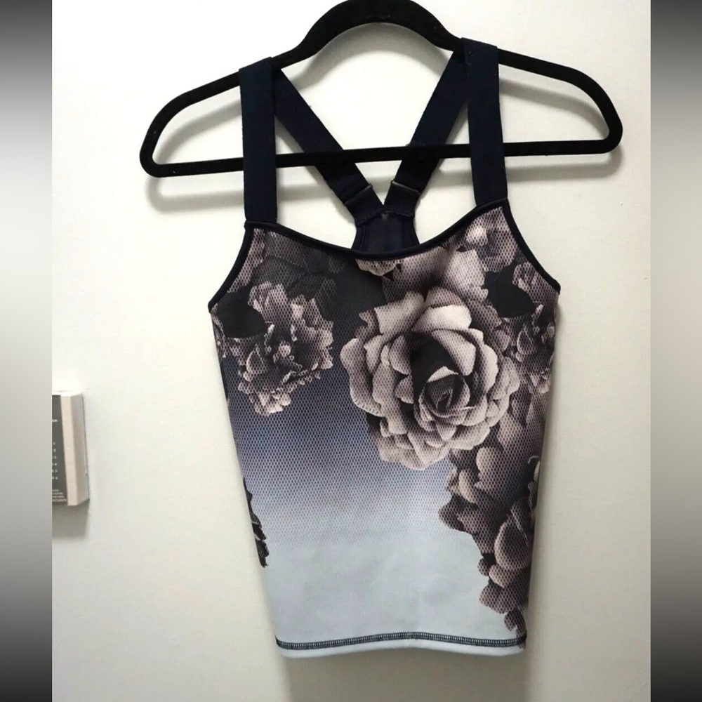 Ted Baker Womens Bloom Floral Active Mesh Tank Top Blue Small